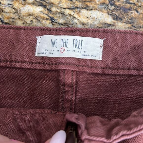 Free People We The Free Maroon Red Zip Up Denim Skirt Size 27 - Picture 4 of 8